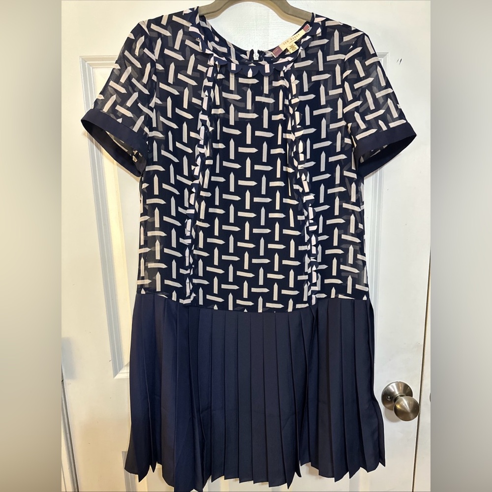 Ted Baker Navy and White Patterned Women’s Dress